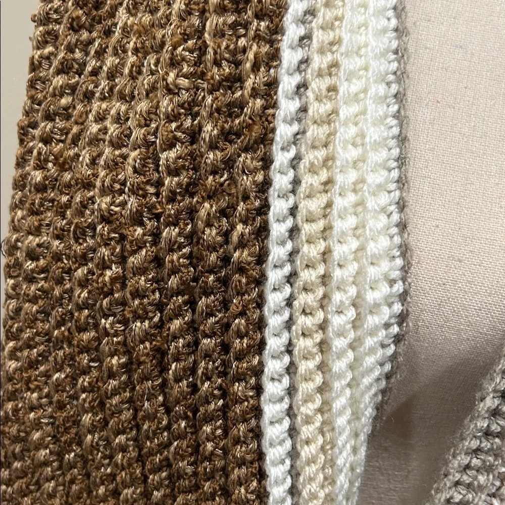 Handmade Crochet Scarf Brown and Cream